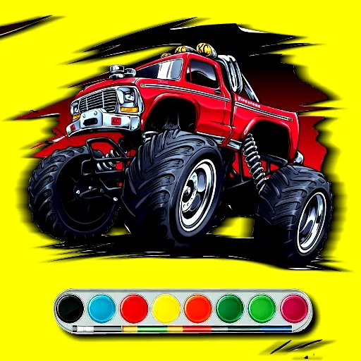 Monster Jeep Coloring Game