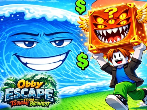 Obby Escape from Tsunami Brainrot Game 