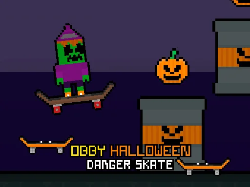 Obby Halloween Danger Skate Game