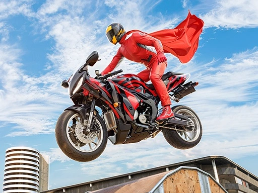 Real Motorbike Super Hero Stunt 3D Game